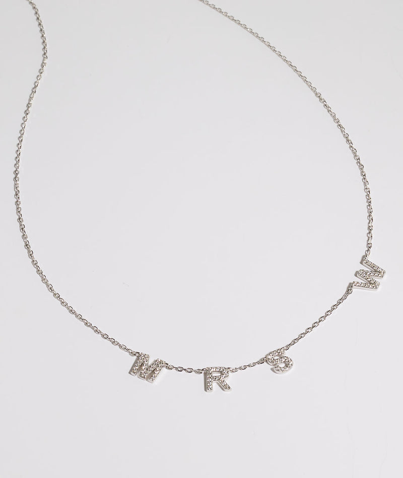 Personalised Mrs Necklace White Gold Six Stories