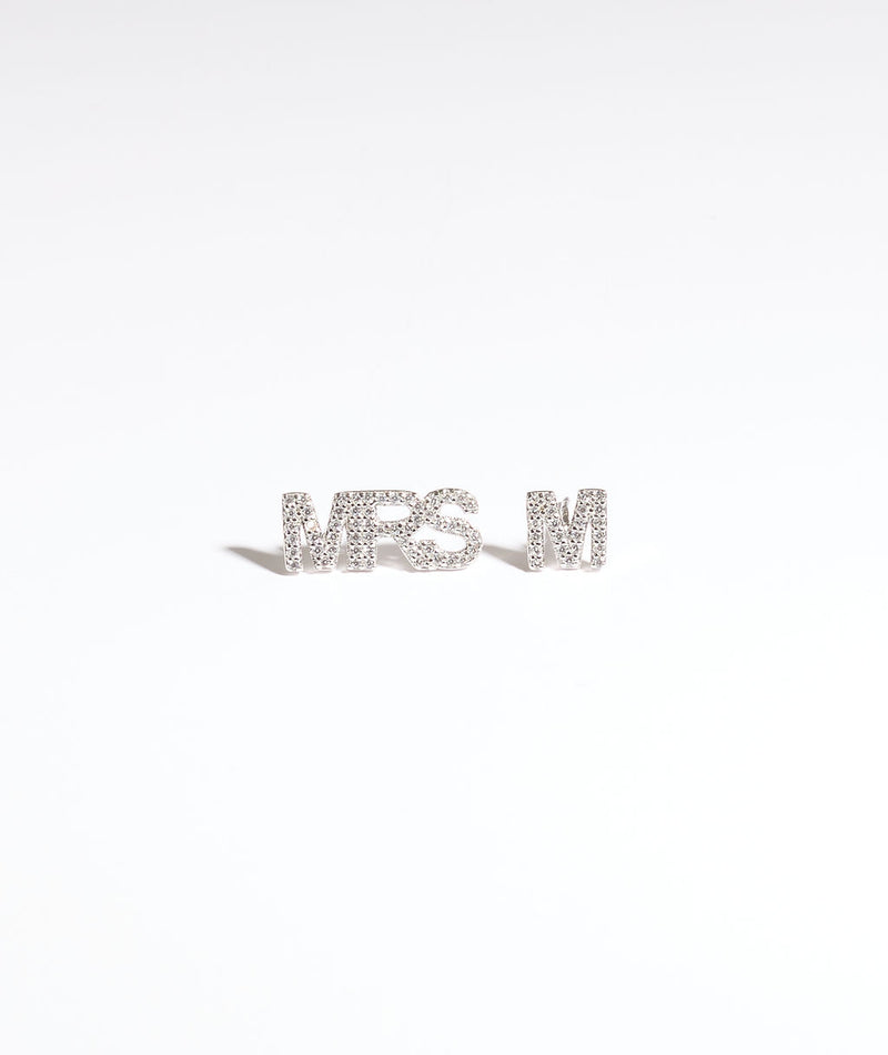 Personalised Mrs Earrings - White Gold