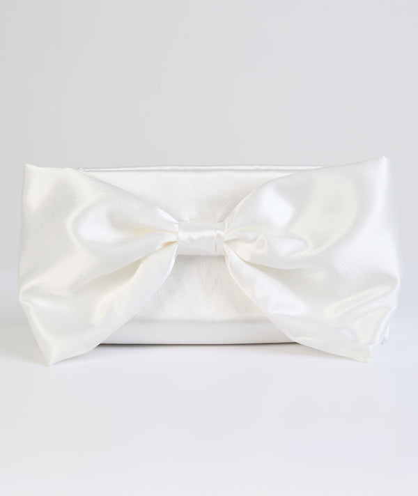 Satin Oversized Bow Clutch Bag