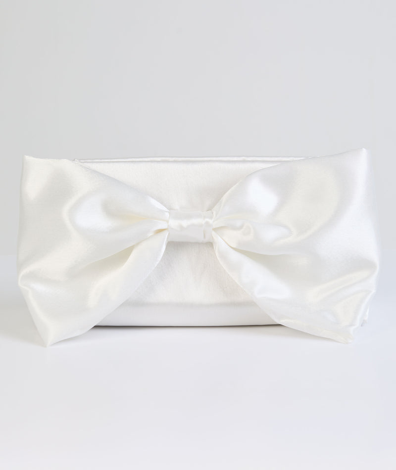 Satin Oversized Bow Clutch Bag