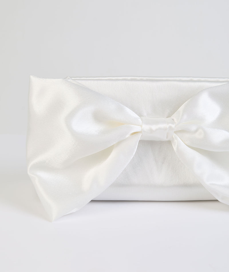 Satin Oversized Bow Clutch Bag