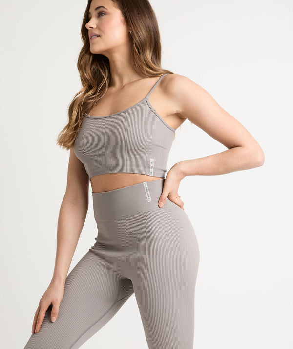 Seamless Contour Rib Crop Top - Frost Grey