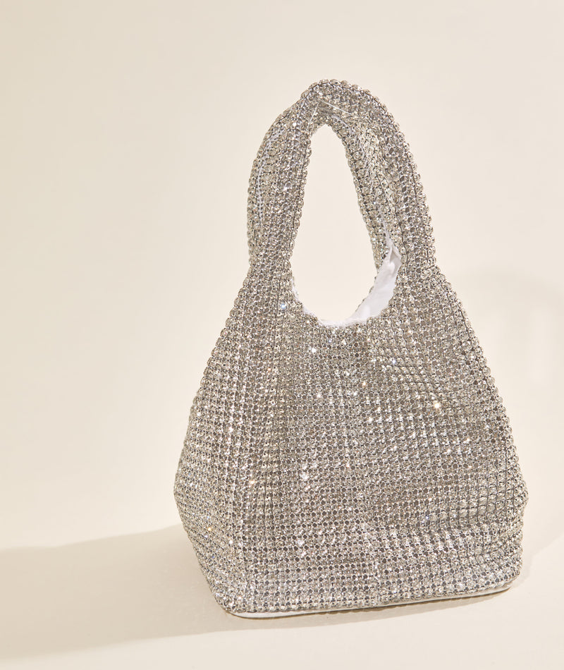 Luxe Crystal Bucket Bag - White