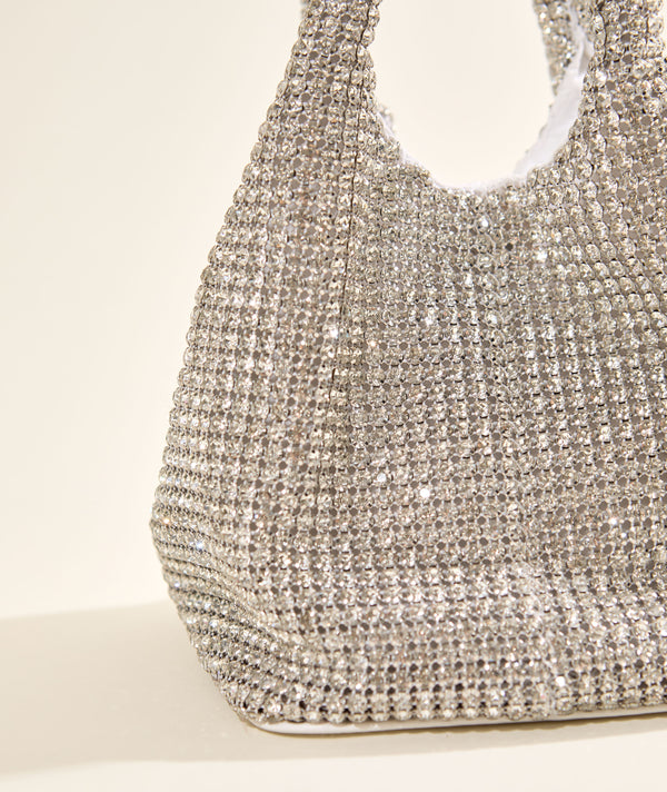 Luxe Crystal Bucket Bag - White