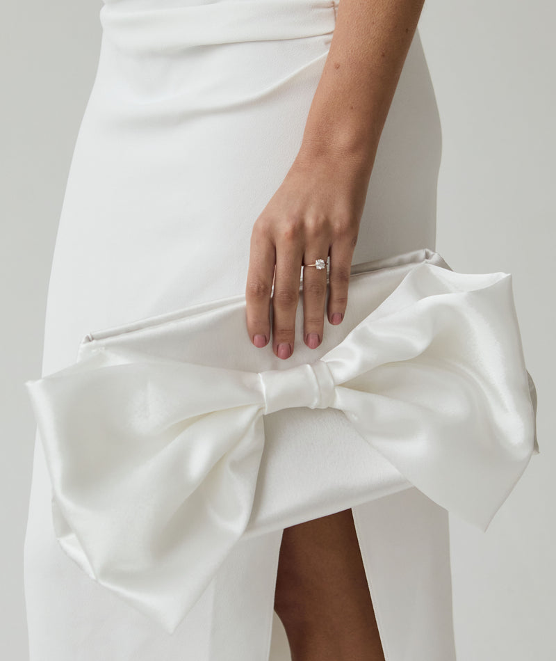 Satin Oversized Bow Clutch Bag