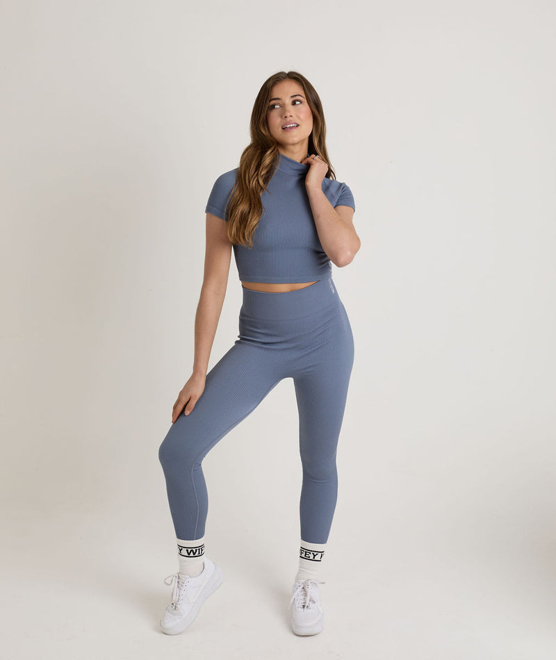 Seamless Contour Rib Leggings - Blue Quartz