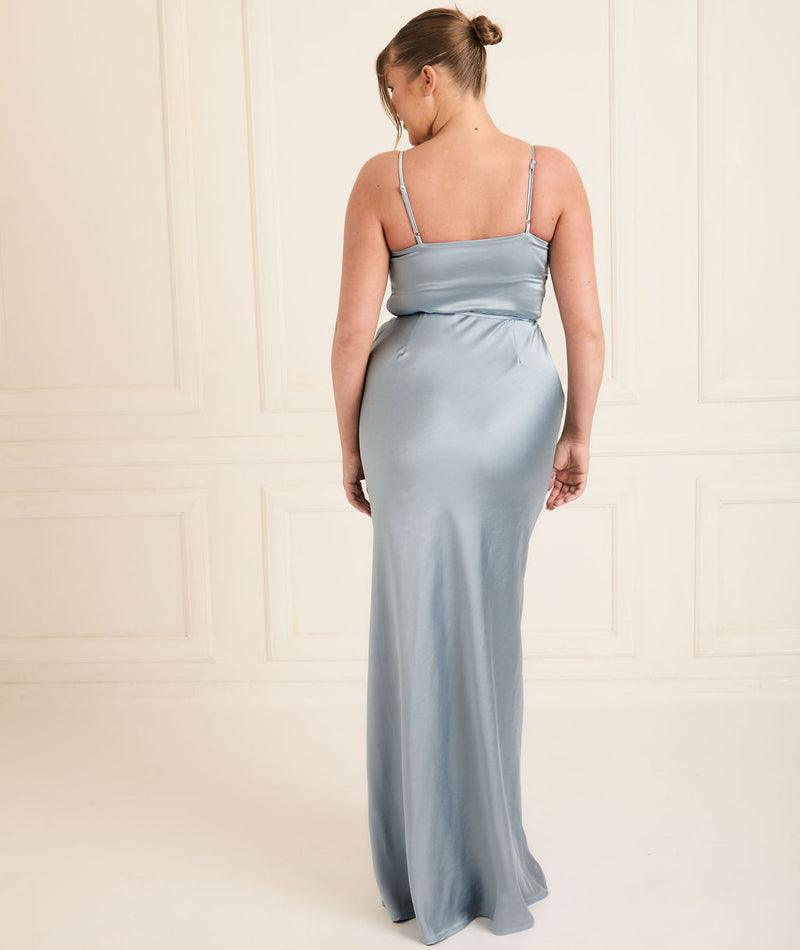 Cami Cowl Front Bridesmaid Dress - Dusty Blue