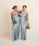 Cami Cowl Satin Bridesmaid Dress - Dusty Blue