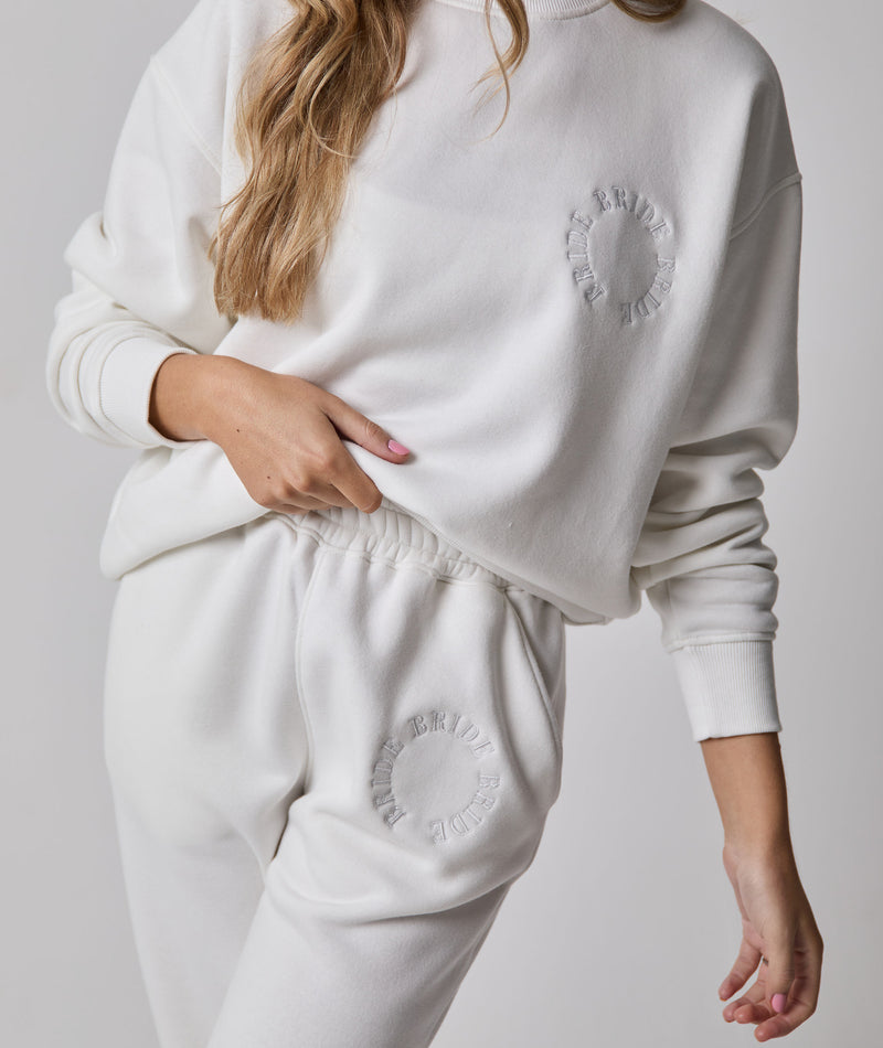 MATCHING BRIDE Circle Motif Embroidered Joggers - White