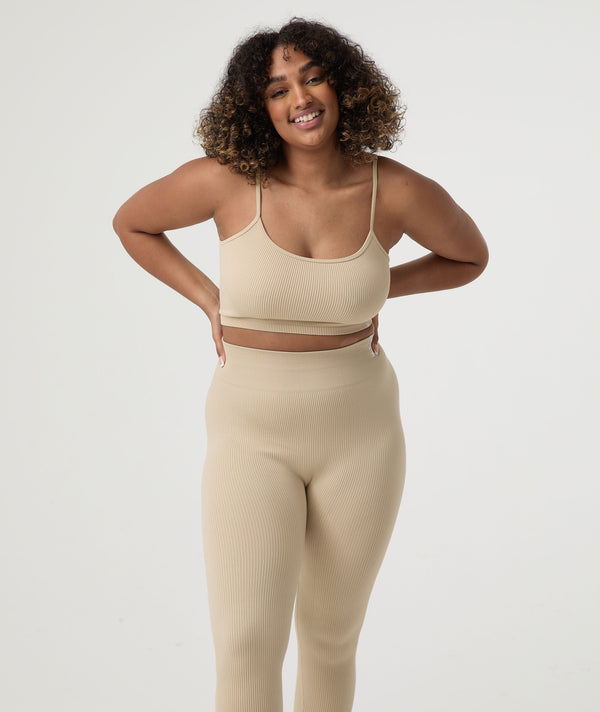 Seamless Contour Rib Crop Top - Sand