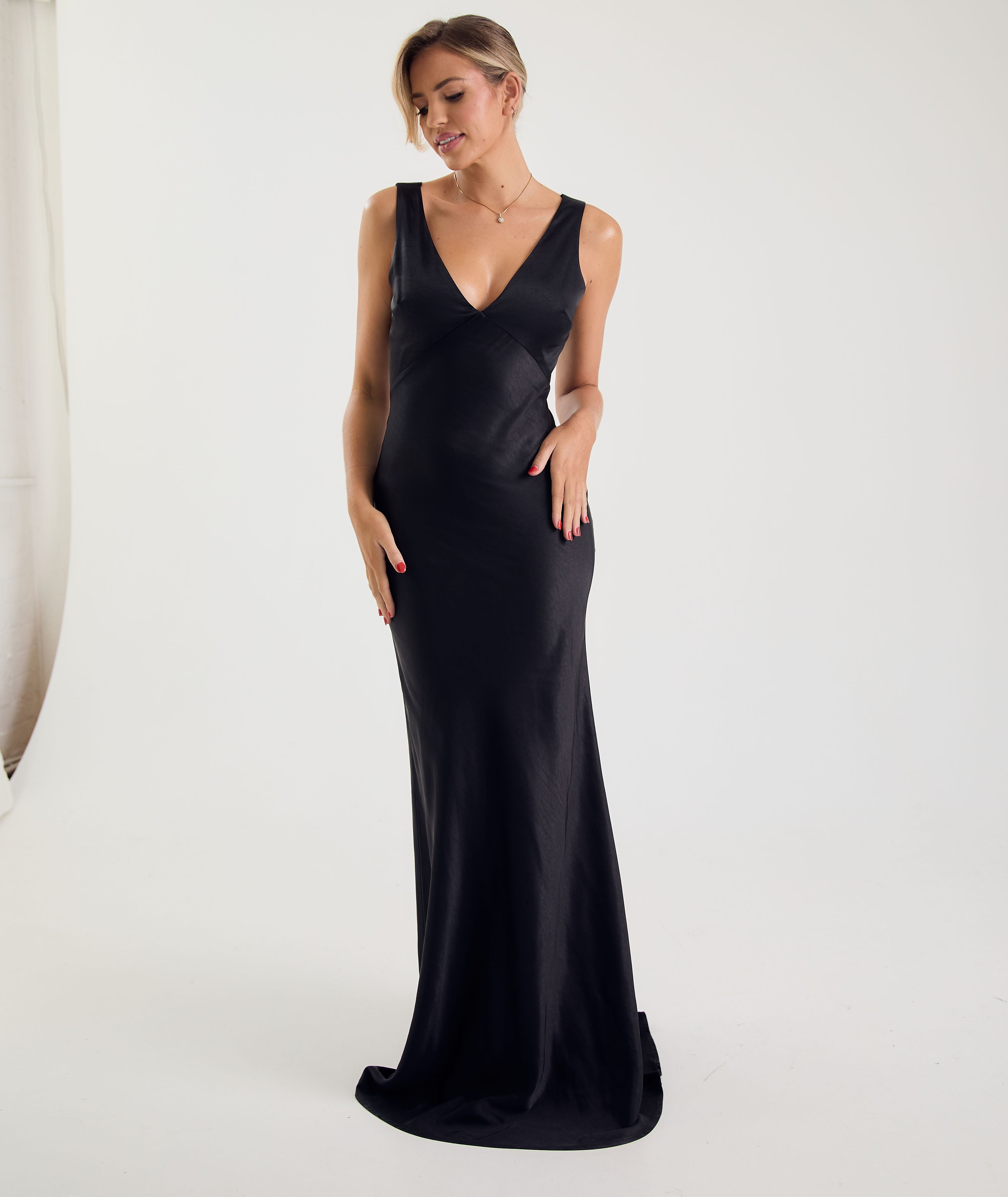 Black Satin Bridesmaid Dress
