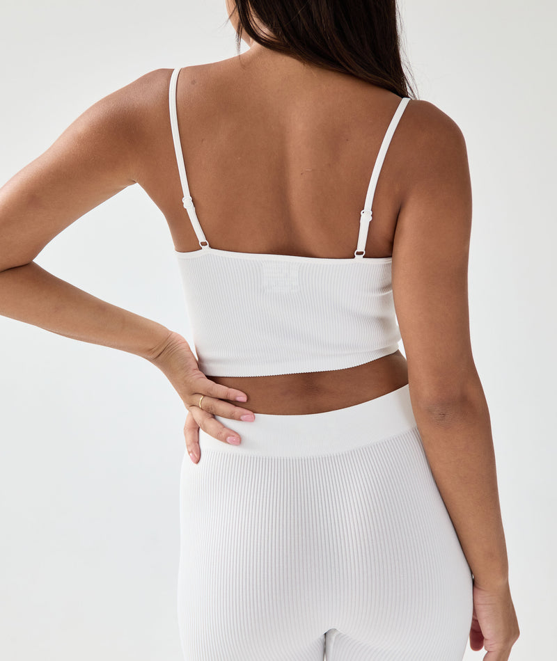 Seamless Contour Rib Crop Top - Milk White