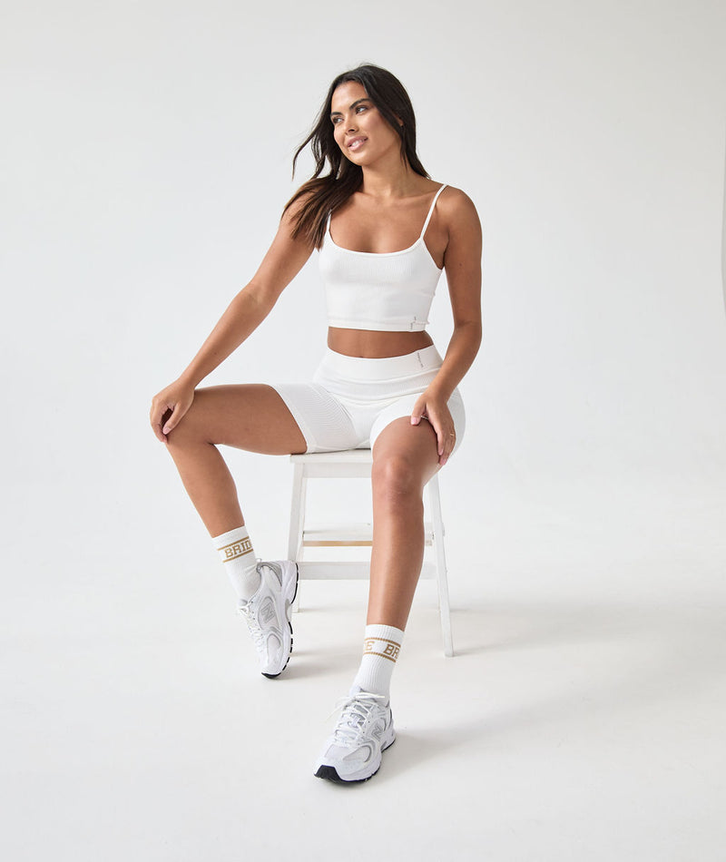 Seamless Contour Rib Crop Top - Milk White