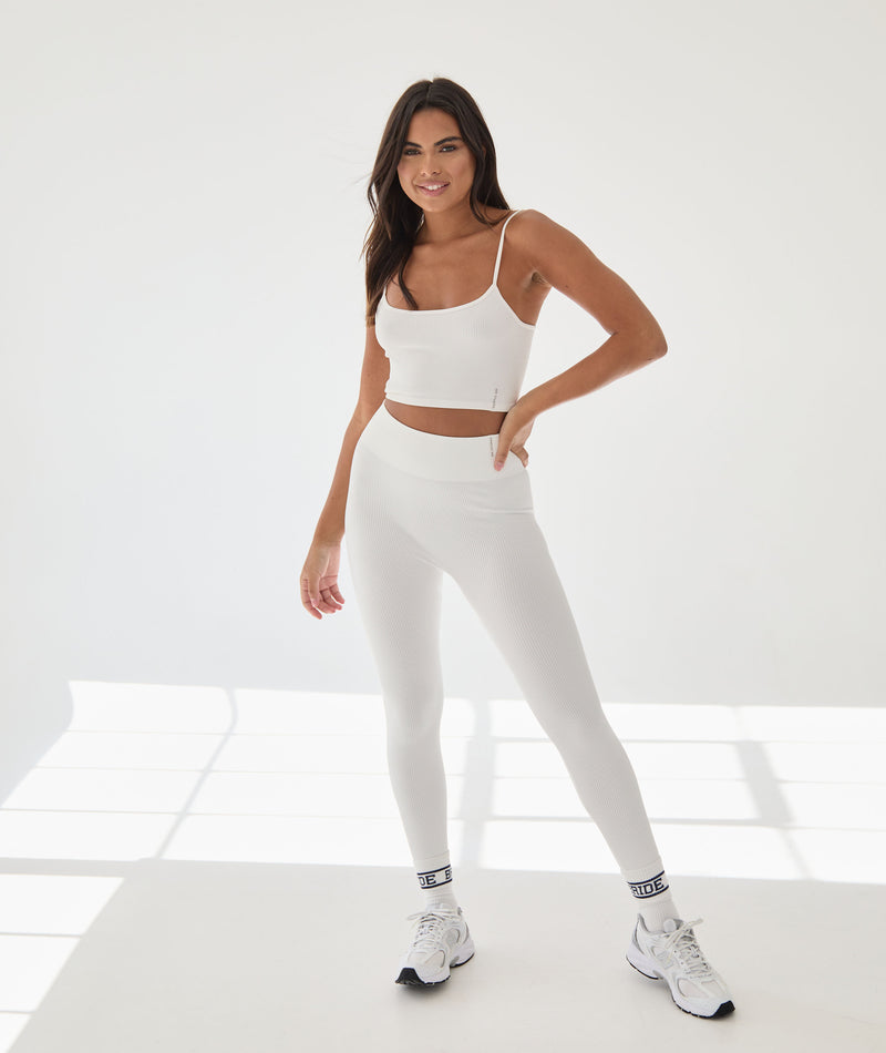 Seamless Contour Rib Crop Top - Milk White