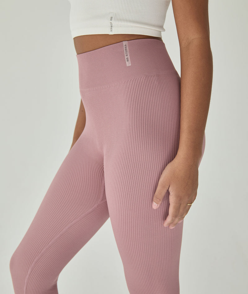 Seamless Contour Rib Leggings - Mauve