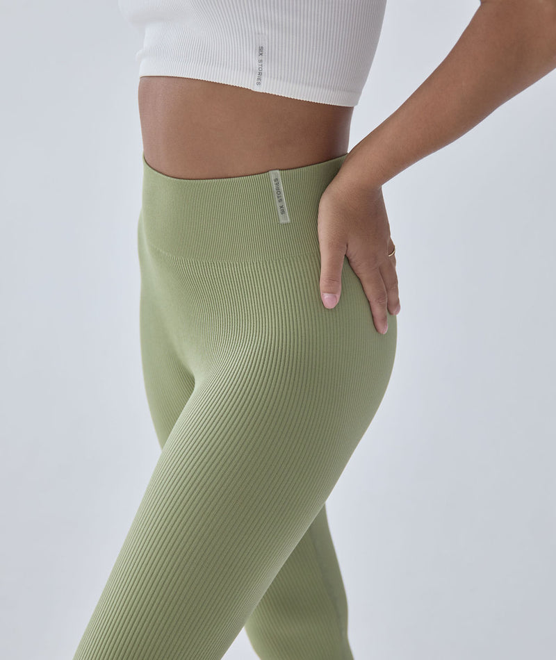 Seamless Contour Rib Leggings - Sage