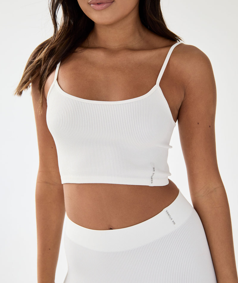 Seamless Contour Rib Crop Top - Milk White